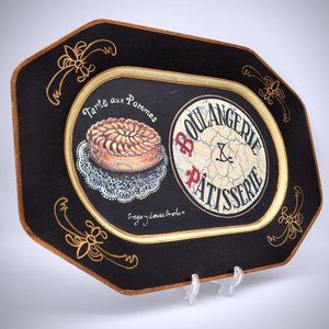 Tam San Designs Hand Painted Wood Tray Vintage Signed Boulangerie Patisserie
